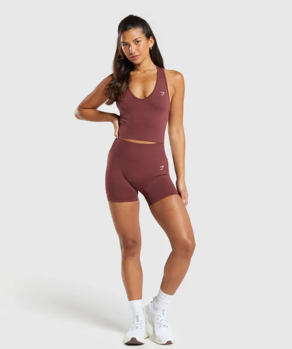 Outlet Gymshark Everyday Seamless Crop Tank BurgundyBrown