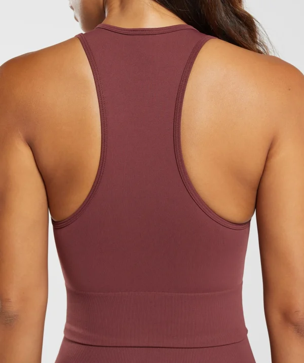 Outlet Gymshark Everyday Seamless Crop Tank BurgundyBrown