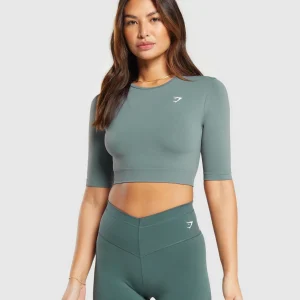 Fashion Gymshark Everyday Seamless Crop Top CargoTeal