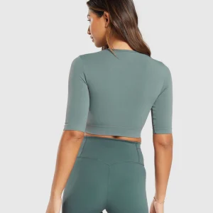 Fashion Gymshark Everyday Seamless Crop Top CargoTeal