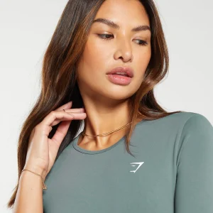 Fashion Gymshark Everyday Seamless Crop Top CargoTeal