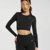 Best Gymshark Everyday Seamless Long Sleeve Crop Top Black