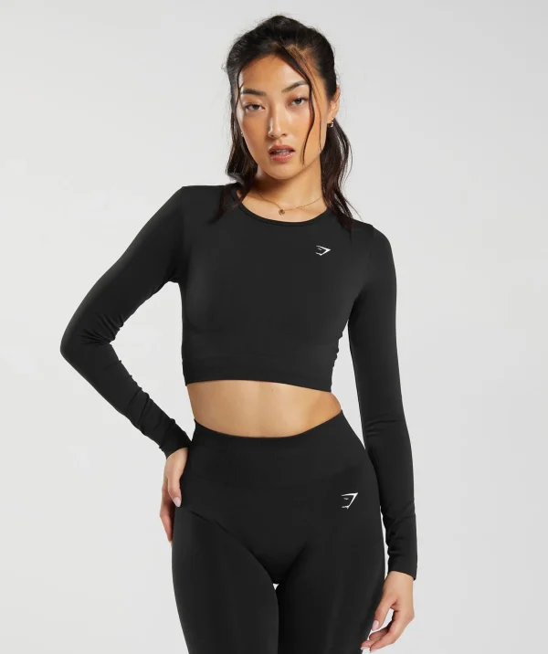 Best Gymshark Everyday Seamless Long Sleeve Crop Top Black