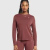 Online Gymshark Everyday Seamless Long Sleeve Top BurgundyBrown