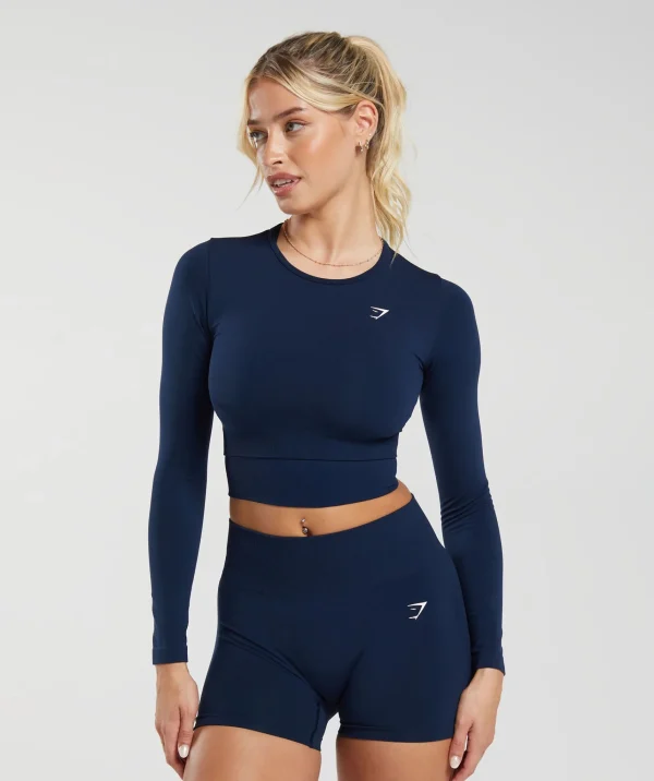 Best Gymshark Everyday Seamless Long Sleeve Crop Top Blue