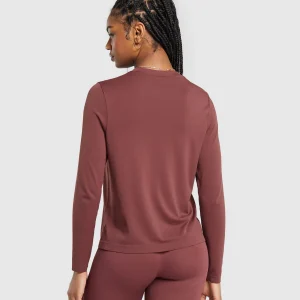 Online Gymshark Everyday Seamless Long Sleeve Top BurgundyBrown