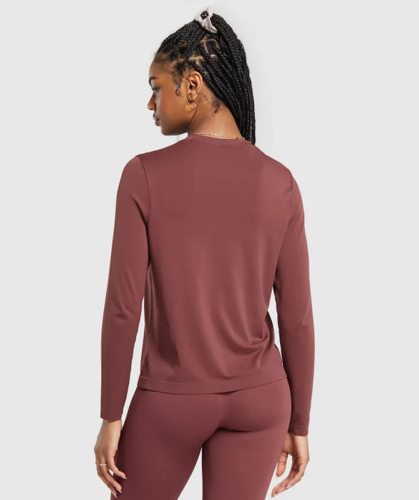 Online Gymshark Everyday Seamless Long Sleeve Top BurgundyBrown