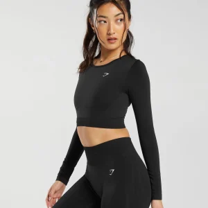 Best Gymshark Everyday Seamless Long Sleeve Crop Top Black