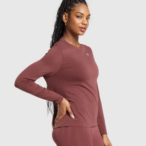 Online Gymshark Everyday Seamless Long Sleeve Top BurgundyBrown