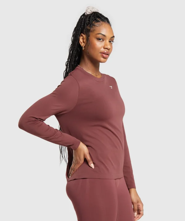 Online Gymshark Everyday Seamless Long Sleeve Top BurgundyBrown