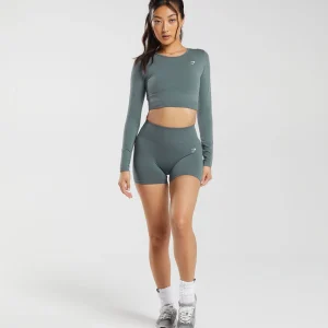 Hot Gymshark Everyday Seamless Long Sleeve Crop Top Teal