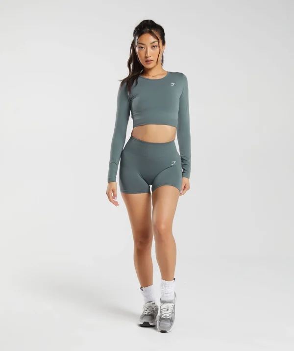 Hot Gymshark Everyday Seamless Long Sleeve Crop Top Teal