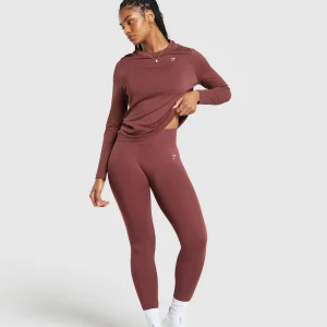 Online Gymshark Everyday Seamless Long Sleeve Top BurgundyBrown