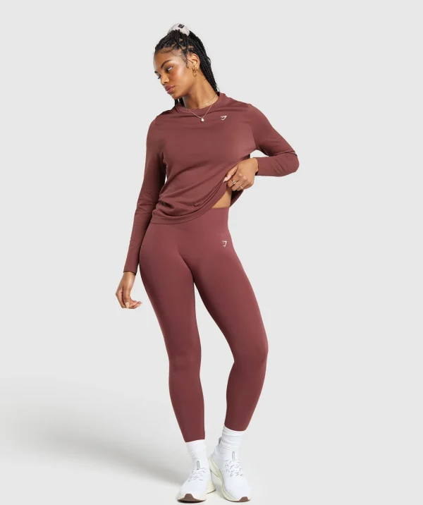 Online Gymshark Everyday Seamless Long Sleeve Top BurgundyBrown