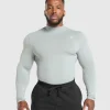 Discount Gymshark Everyday Seamless Mock Long Sleeve T-Shirt SilverGrey