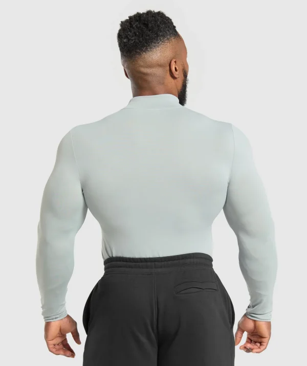 Discount Gymshark Everyday Seamless Mock Long Sleeve T-Shirt SilverGrey