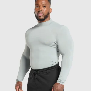 Discount Gymshark Everyday Seamless Mock Long Sleeve T-Shirt SilverGrey