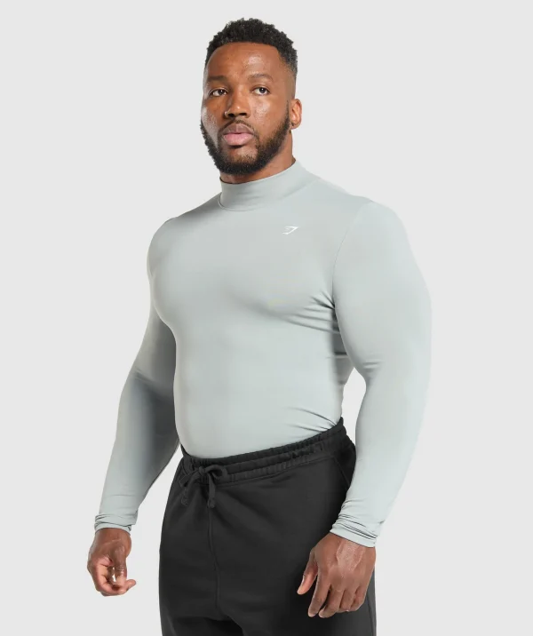 Discount Gymshark Everyday Seamless Mock Long Sleeve T-Shirt SilverGrey