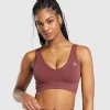 Discount Gymshark Everyday Seamless Sports Bra BurgundyBrown