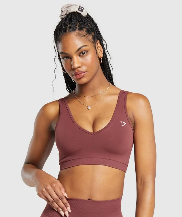 Discount Gymshark Everyday Seamless Sports Bra BurgundyBrown