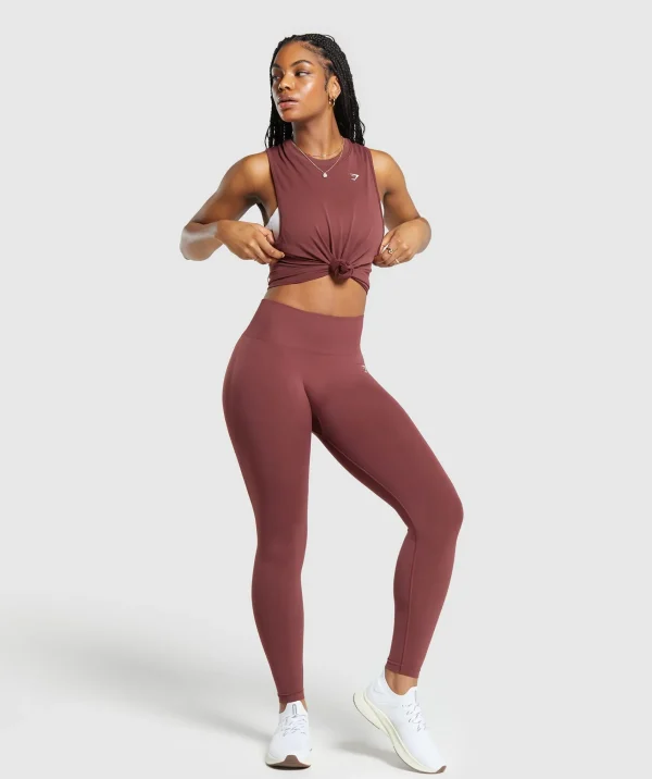 Fashion Gymshark Everyday Seamless Tank BurgundyBrown