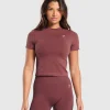 Sale Gymshark Everyday Seamless Tight Fit Tee BurgundyBrown