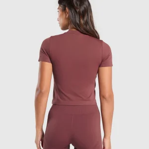 Sale Gymshark Everyday Seamless Tight Fit Tee BurgundyBrown