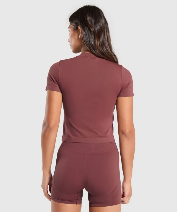 Sale Gymshark Everyday Seamless Tight Fit Tee BurgundyBrown