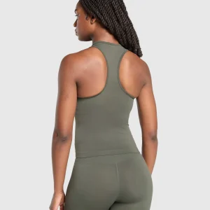 Clearance Gymshark Everyday Seamless Tight Fit Tank StrengthGreen