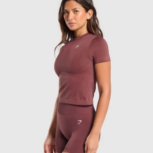 Sale Gymshark Everyday Seamless Tight Fit Tee BurgundyBrown