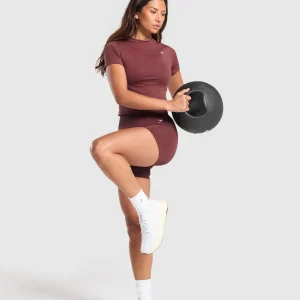 Sale Gymshark Everyday Seamless Tight Fit Tee BurgundyBrown