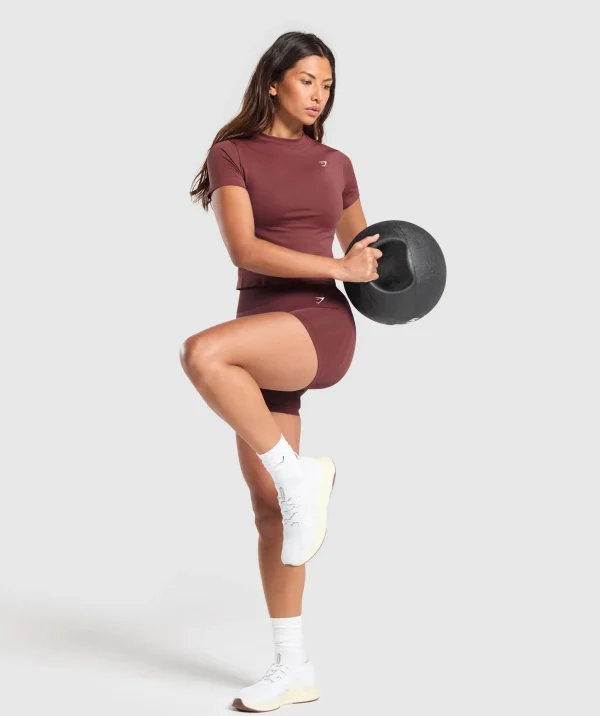 Sale Gymshark Everyday Seamless Tight Fit Tee BurgundyBrown