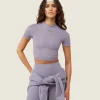 Hot Gymshark everywear Cropped Active Tee FogPurple