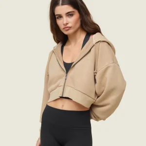 Clearance Gymshark everywear Cropped Zip Hoodie DeepBeige