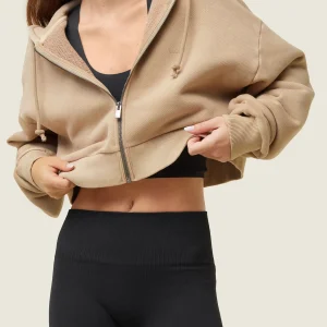 Clearance Gymshark everywear Cropped Zip Hoodie DeepBeige