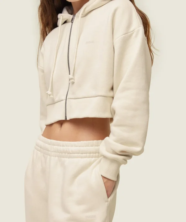 Outlet Gymshark everywear Cropped Zip Hoodie OatWhite