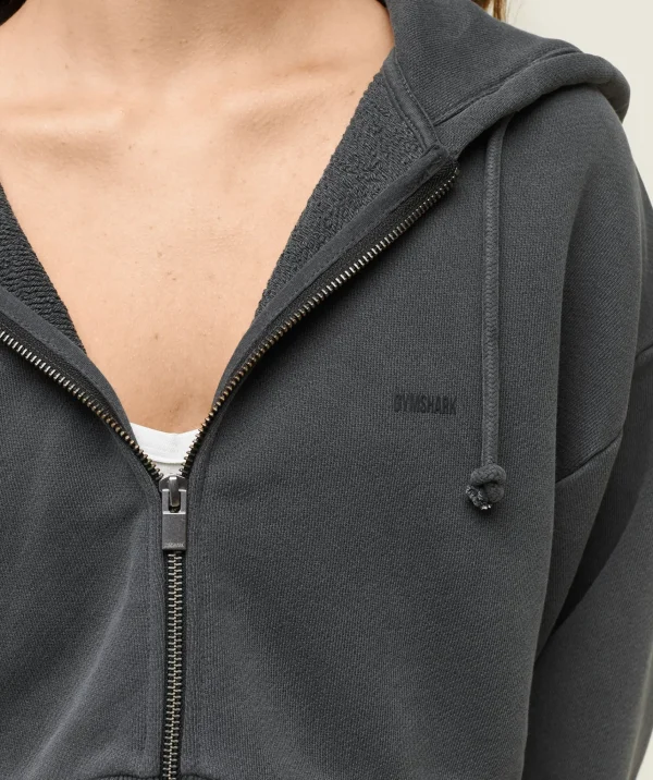 Discount Gymshark everywear Cropped Zip Hoodie Black