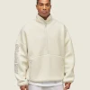 Discount Gymshark everywear Half Zip Sherpa Jacket OatWhite