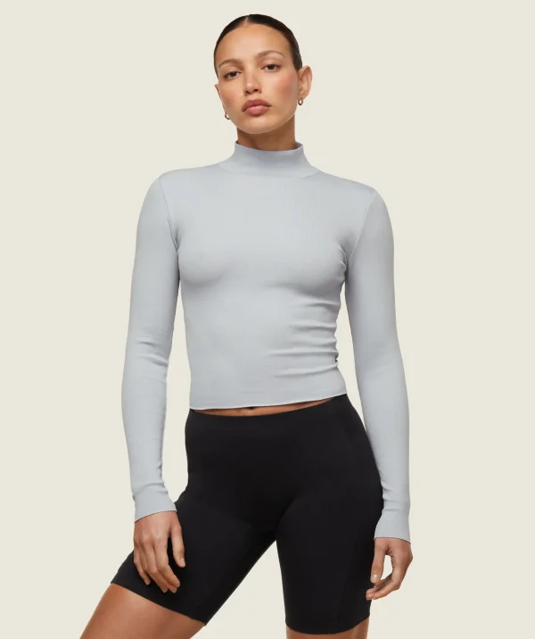 Online Gymshark everywear Long Sleeve Ribbed Turtle Neck IceGrey