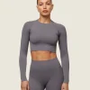 Outlet Gymshark everywear Seamless Long Sleeve Crop Top BrushedGrey