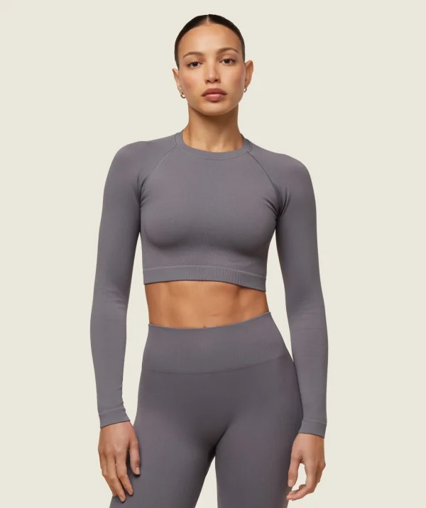 Outlet Gymshark everywear Seamless Long Sleeve Crop Top BrushedGrey