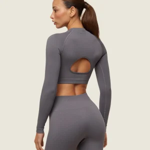 Outlet Gymshark everywear Seamless Long Sleeve Crop Top BrushedGrey