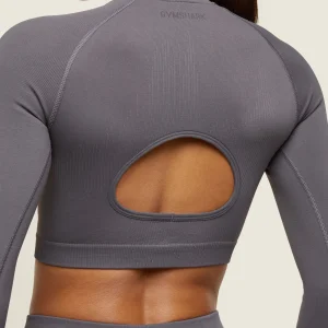 Outlet Gymshark everywear Seamless Long Sleeve Crop Top BrushedGrey