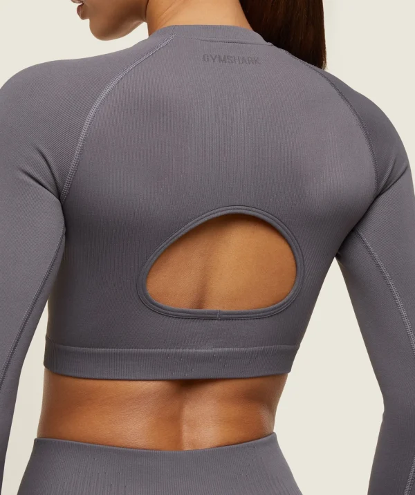 Outlet Gymshark everywear Seamless Long Sleeve Crop Top BrushedGrey