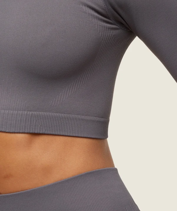 Outlet Gymshark everywear Seamless Long Sleeve Crop Top BrushedGrey