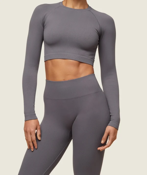 Outlet Gymshark everywear Seamless Long Sleeve Crop Top BrushedGrey