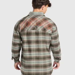 Fashion Gymshark Flannel Shirt StrengthGreen