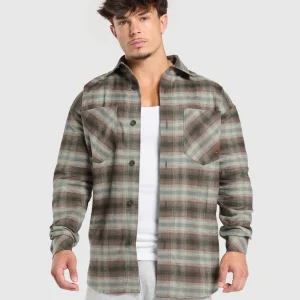 Fashion Gymshark Flannel Shirt StrengthGreen