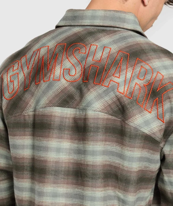 Fashion Gymshark Flannel Shirt StrengthGreen