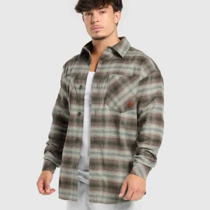 Fashion Gymshark Flannel Shirt StrengthGreen